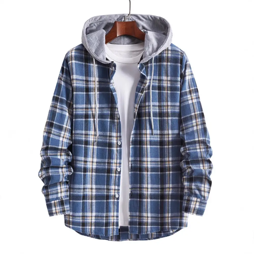 Men's Flannel Shirt With Integrated Hood