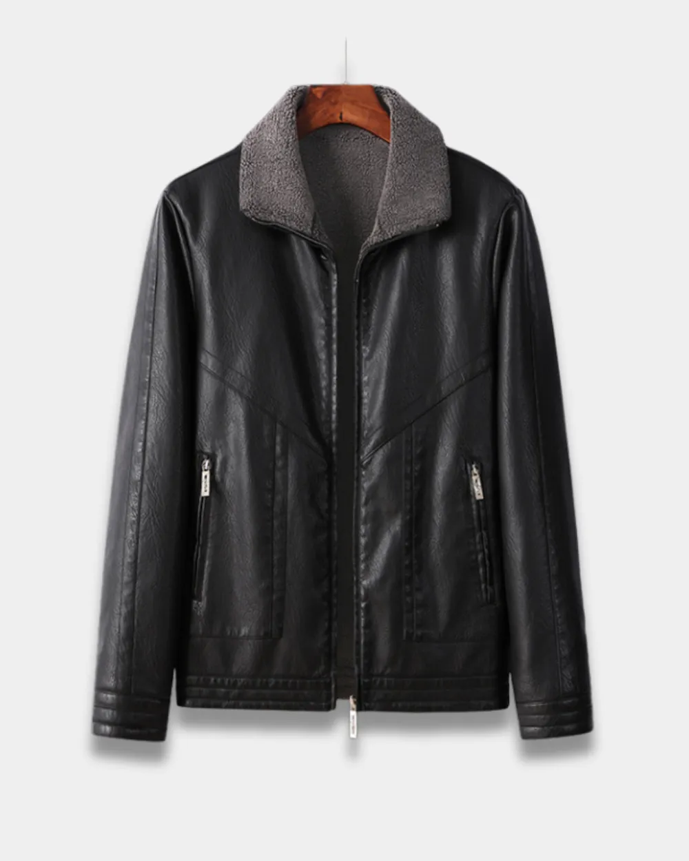 Sherpa Lined Faux Leather Jacket