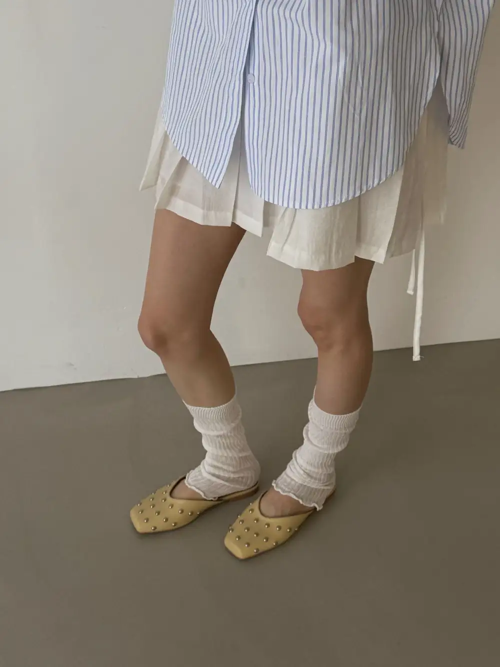Faux Leather Beaded Slip On Mules