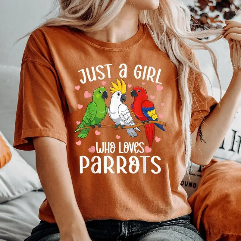 Just A Girl Who Loves Parrots Parrot Lover Girl Women's Oversized Comfort T-Shirt