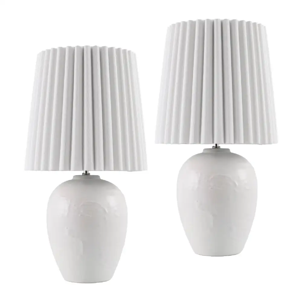 Pleated Linen Ceramic Table Lamps