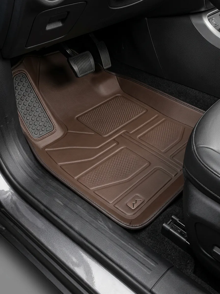 Refined Textured Leather-Look Floor Mats