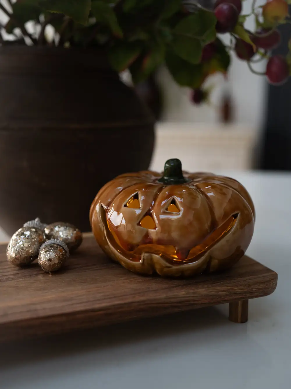 Ceramic Led Pumpkin Ornament