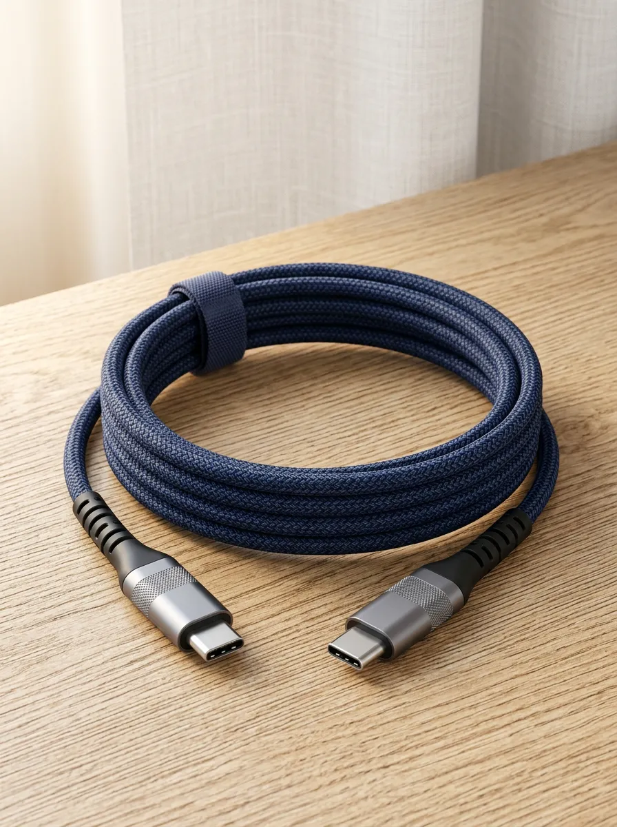 Navy Braided USB-C Phone Charging Cable