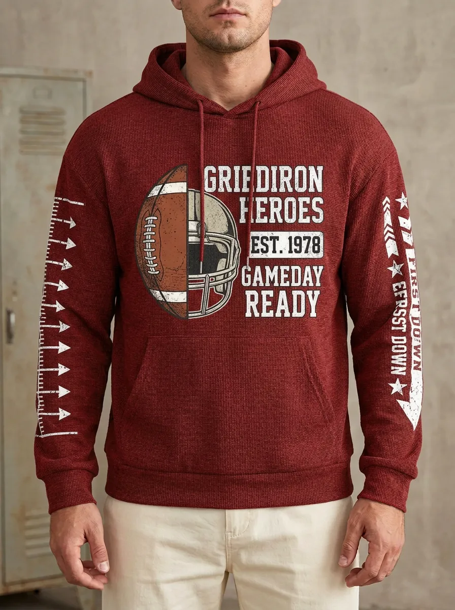 Men's Gridiron Heroes Football Helmet Printed Hoodie