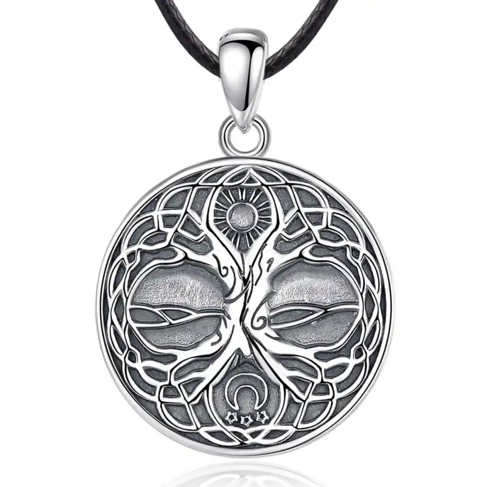 Men's Yggdrasil Pendant Sun And Moon Necklace
