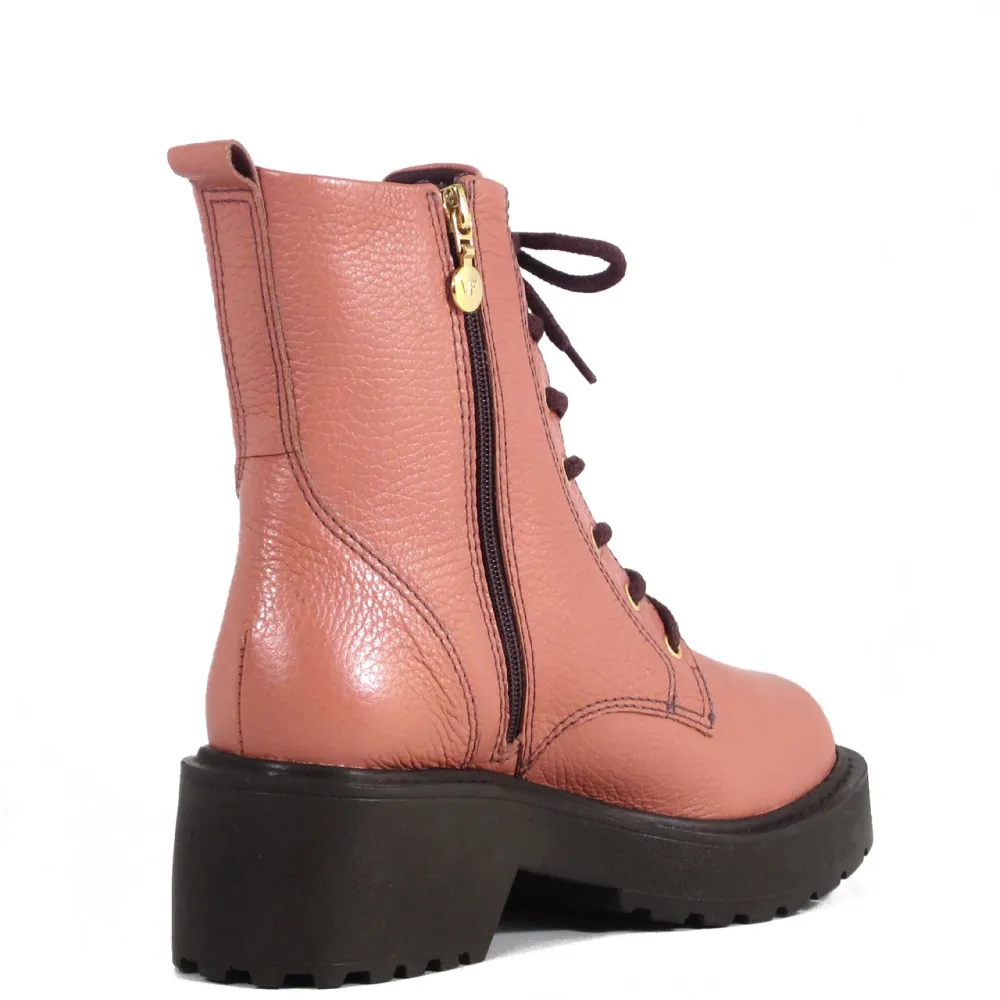 Patent Lace Up Combat Ankle Boots