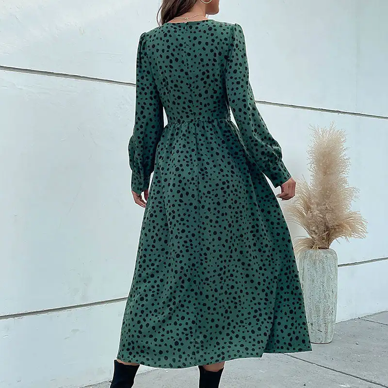 Women's Wrap V-Neck Long-Sleeve Floral Maxi Dress