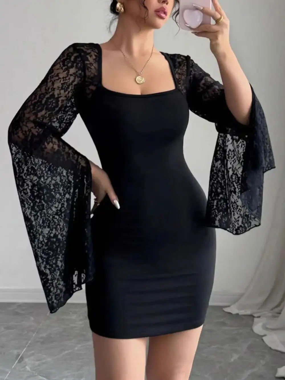 Bodycon Square Neck Mini Dress