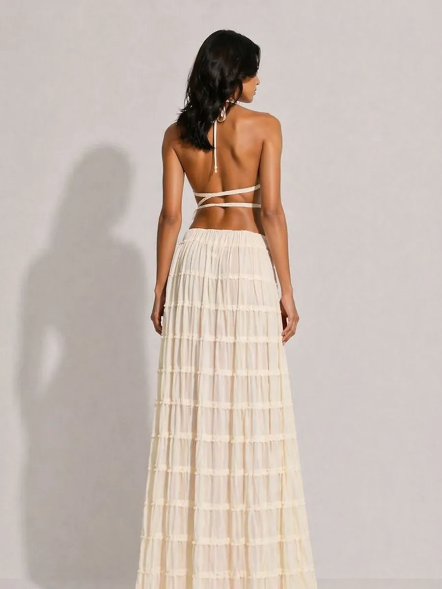 Anouk Two-Piece Pleated Chiffon Maxi Skirt Set