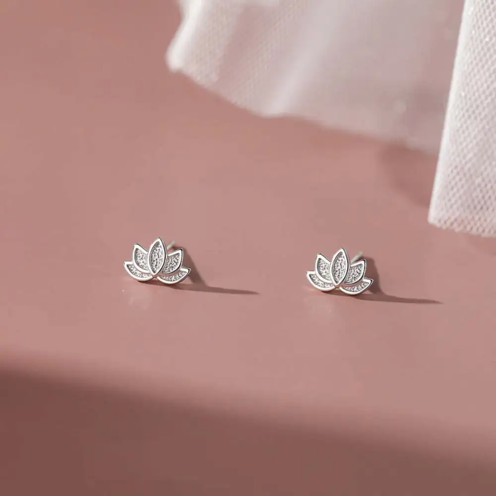 Women's Lotus Flower Stud Earrings