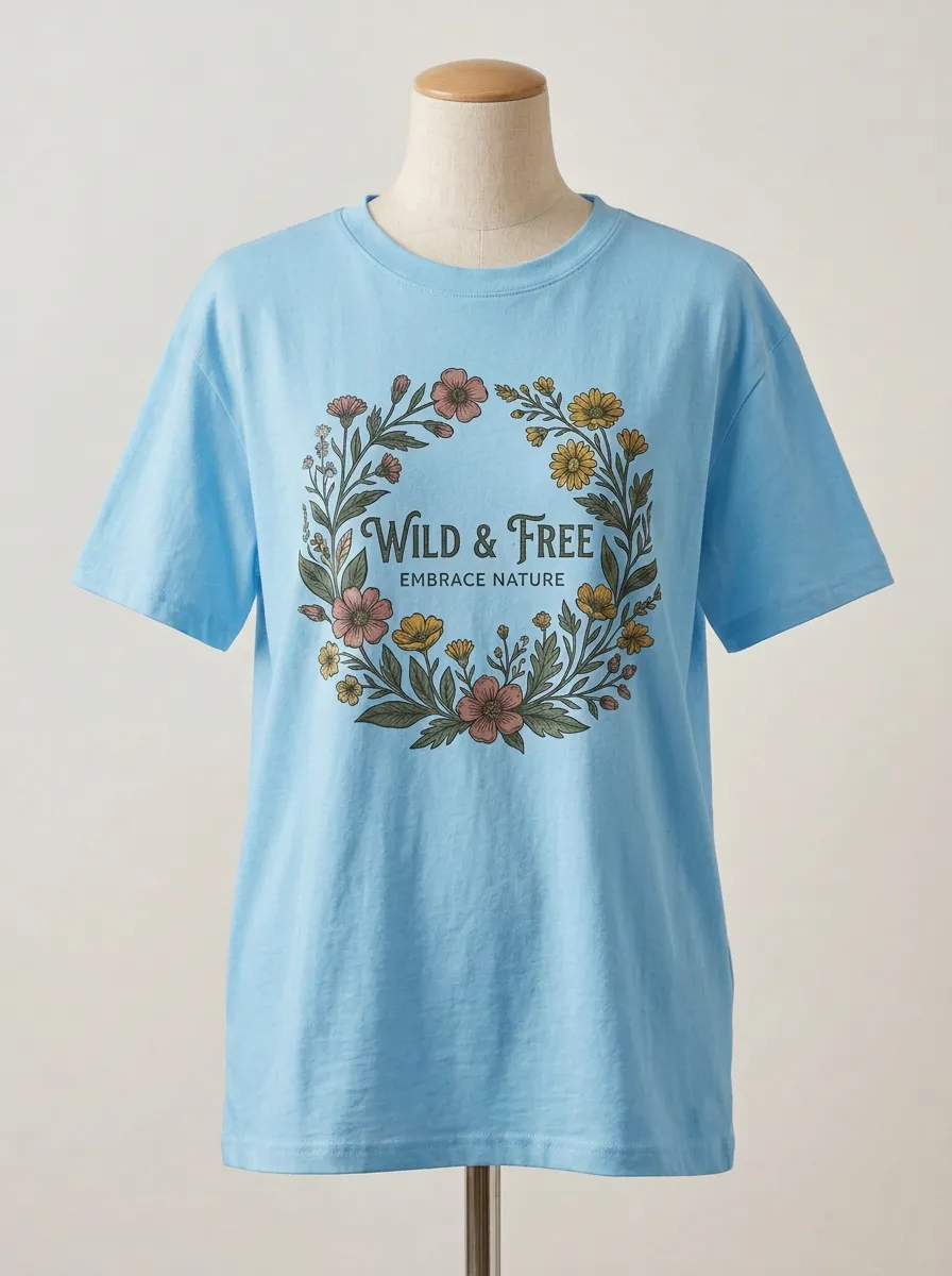 Nature Lover Wild And Free Floral Wreath T-Shirt