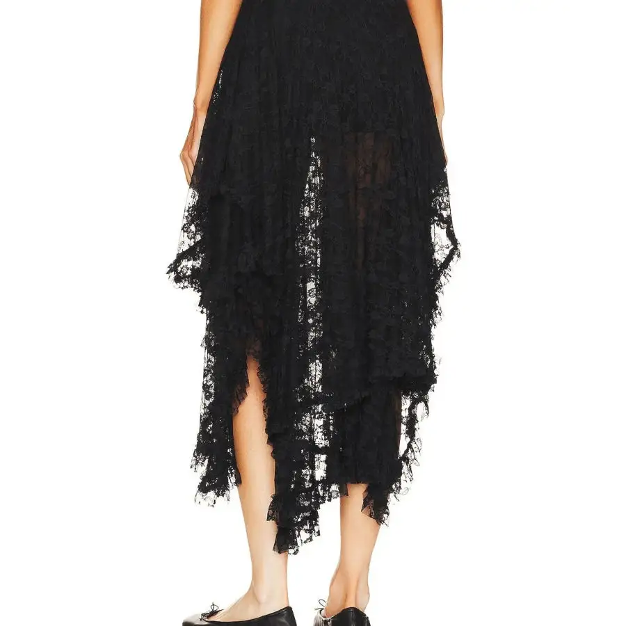 Asymmetrical Lace Midi Skirt