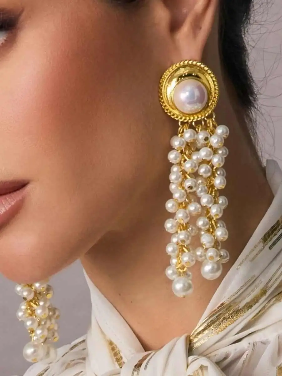 Seren Pearl Tassel Drop Earrings