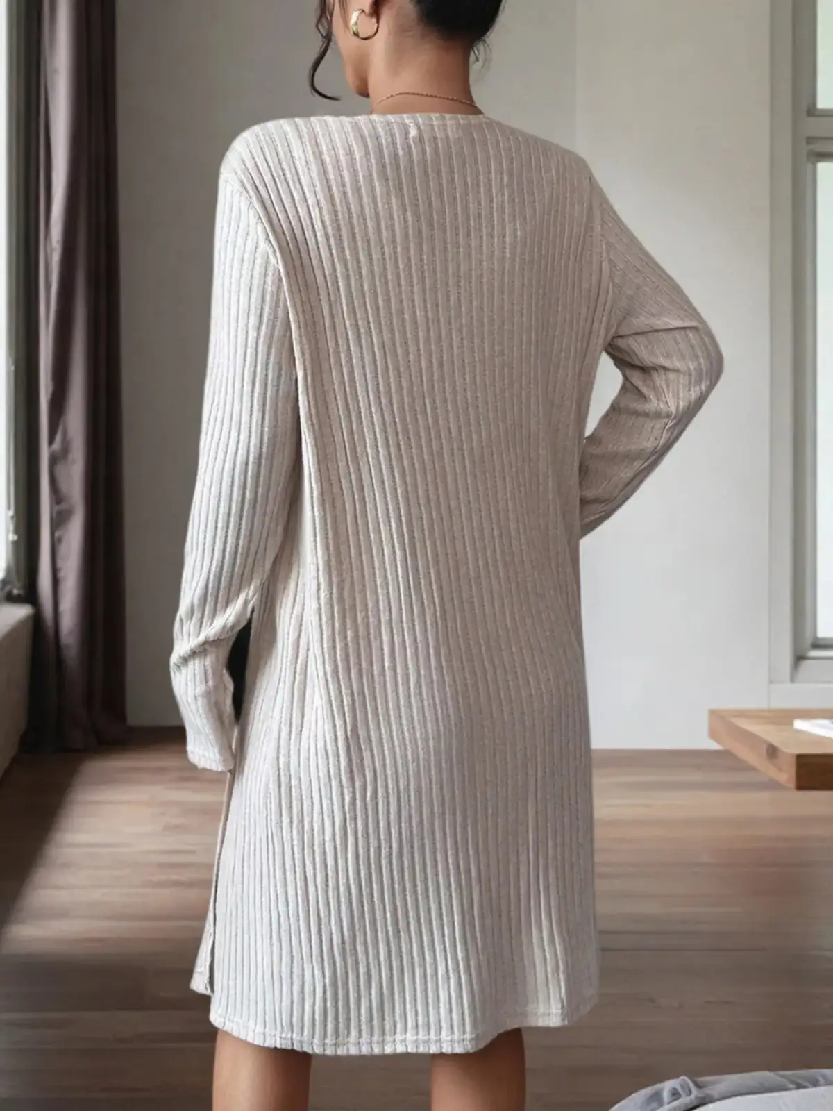 Ribbed-Knit Cardigan Matching Set