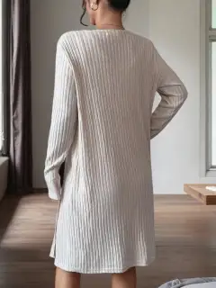 Ribbed-Knit Cardigan Matching Set