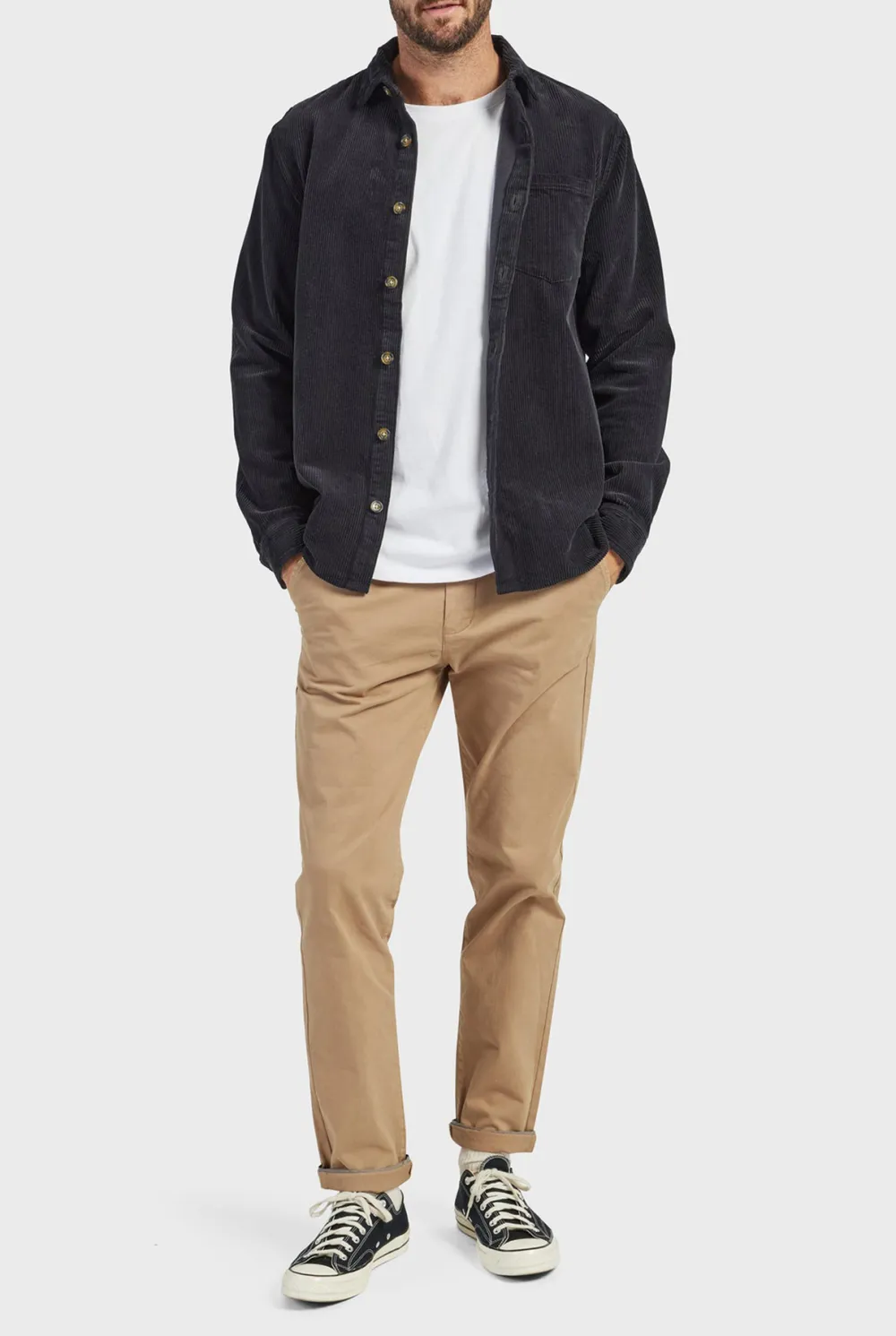 Textured Corduroy Casual Overshirt
