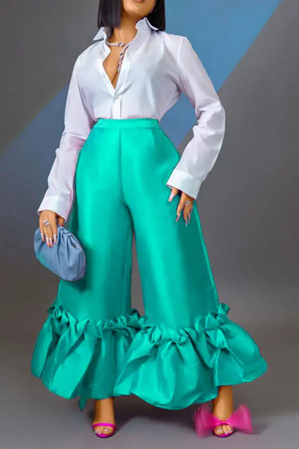 Sweet Ruffle Bell Bottoms Pants