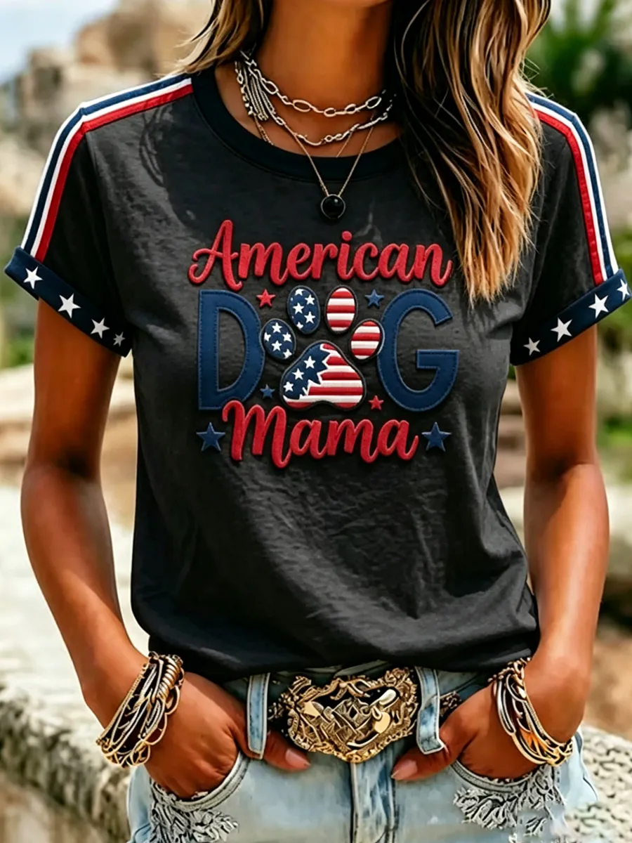 Women'S Proud American Dog 250Th Anniversary Patriotic Claw Print T-Shirt