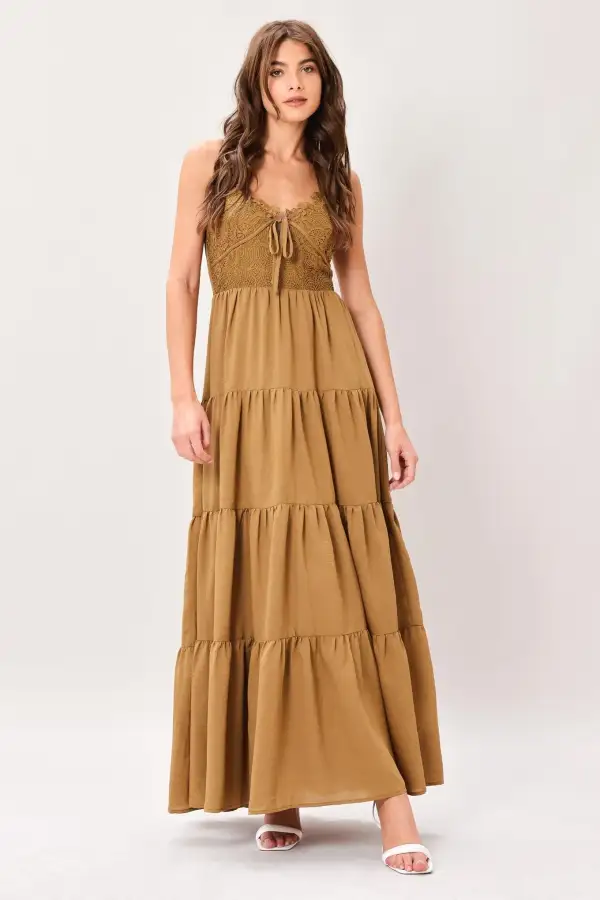 Smocked Lace Maxi Dress