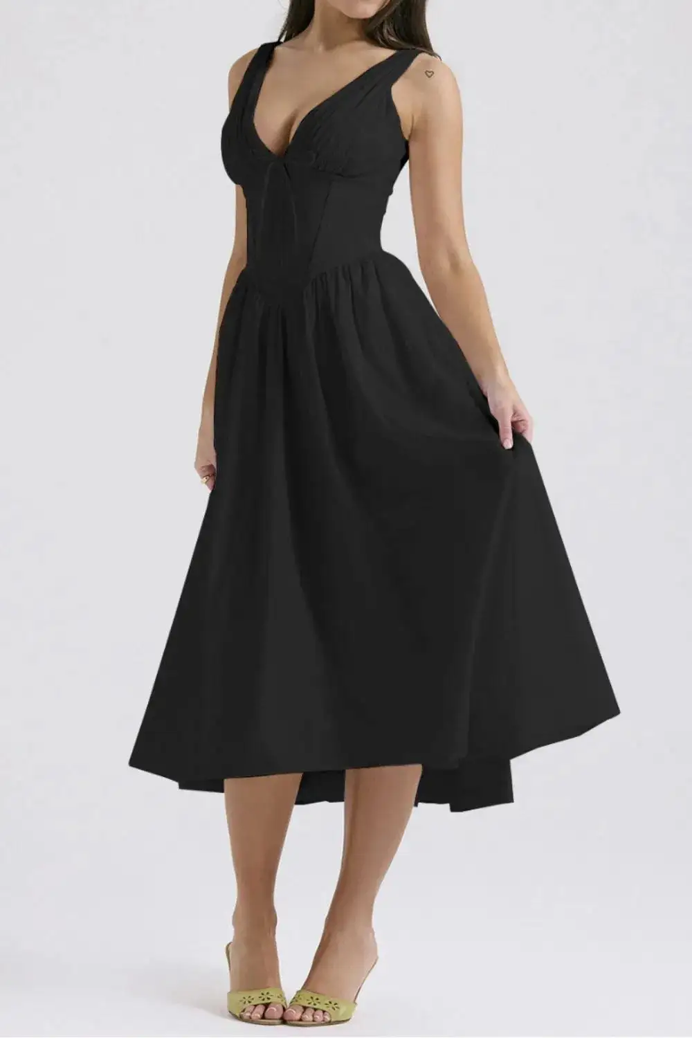 Modern V Neck Sleeveless Casual Dress