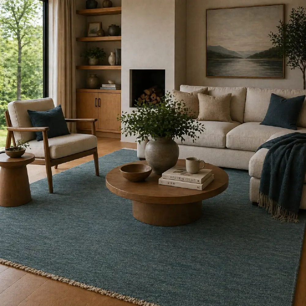 Hand-Knotted Wool Fringed Carpet