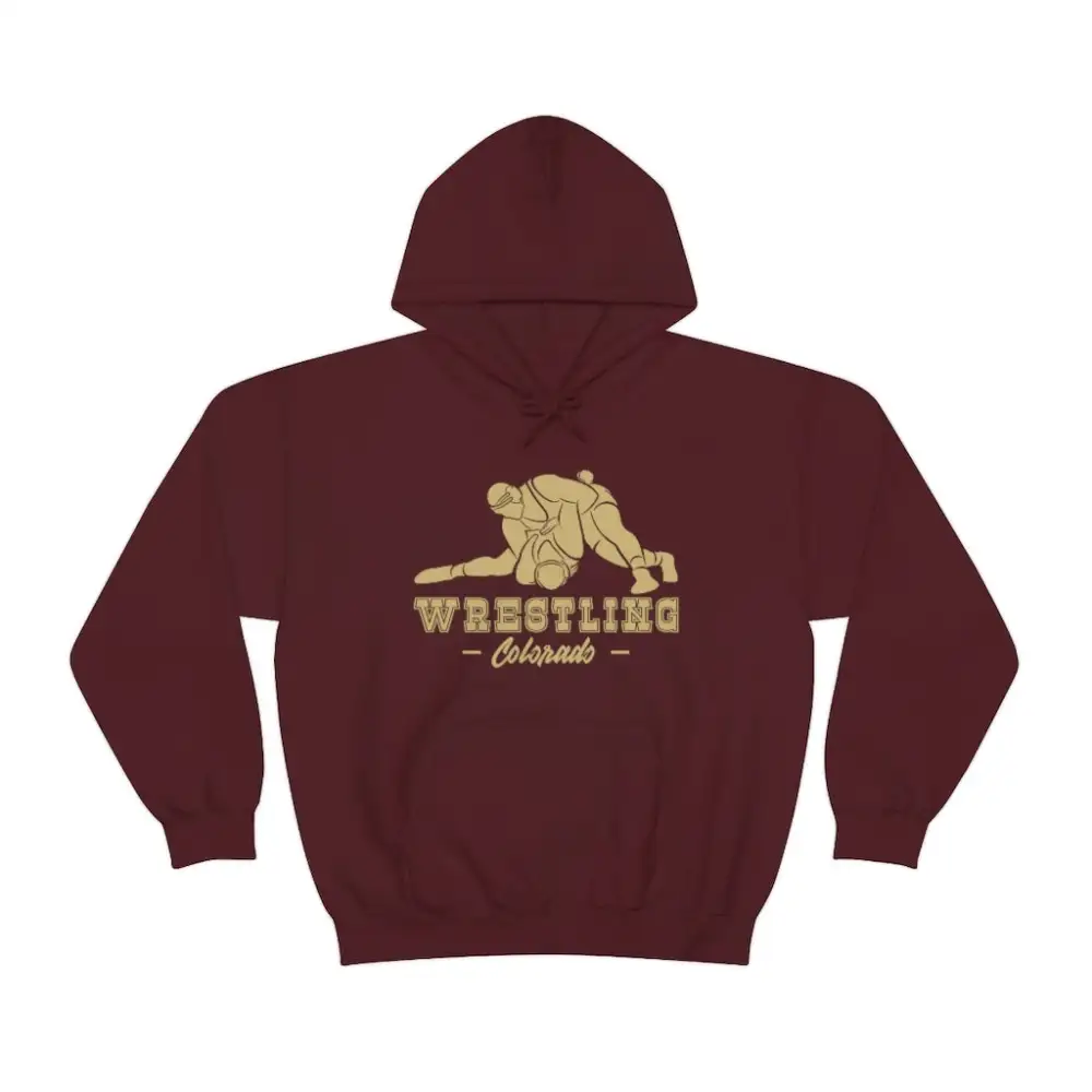 Relaxed Clean Lettering Wrestling Graphic Pullover Hoodie