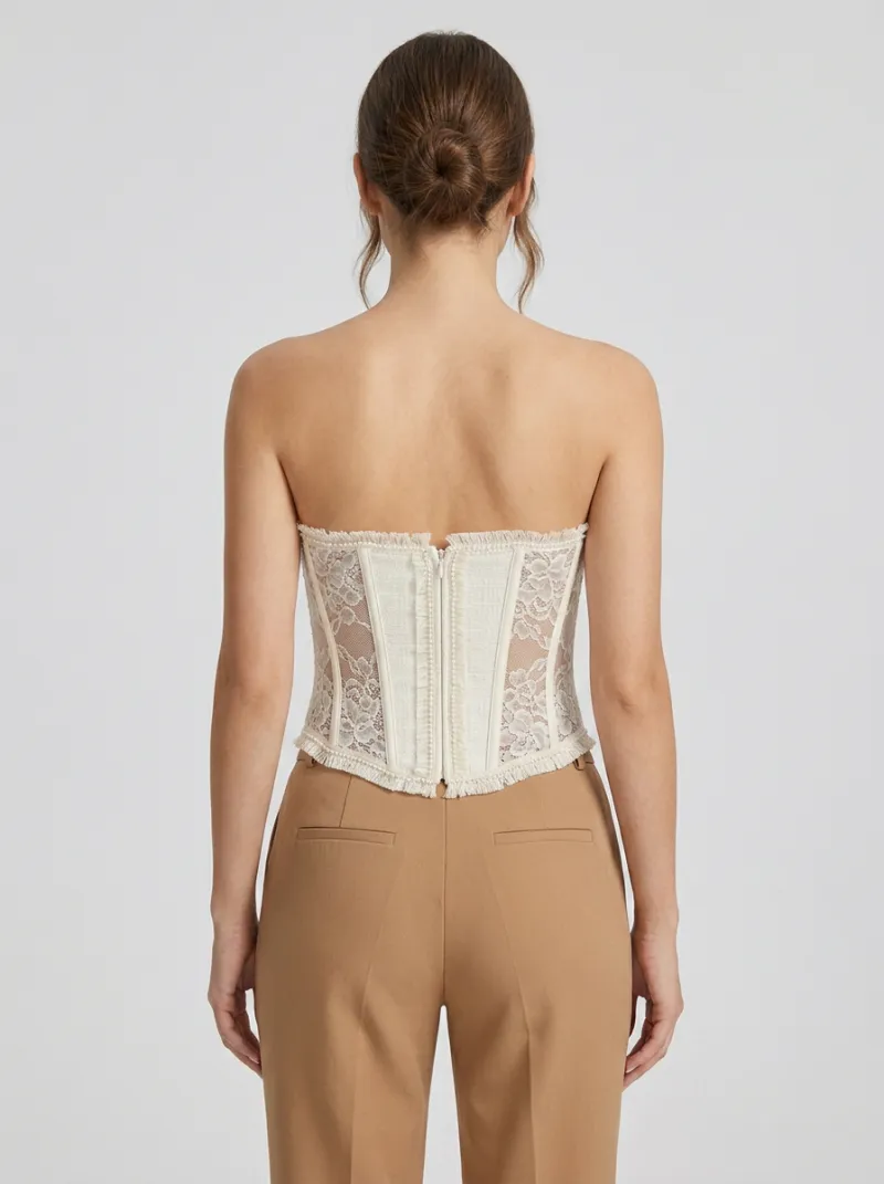 Vintage Lace-Trim Vintage-Inspired Women's Corset Top