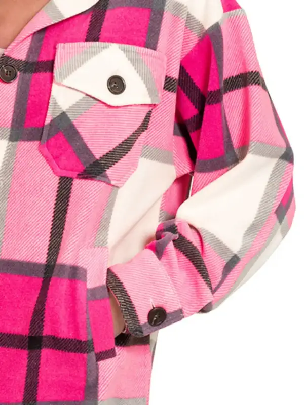 Button-Front Collared Fleece Cotton Jacket