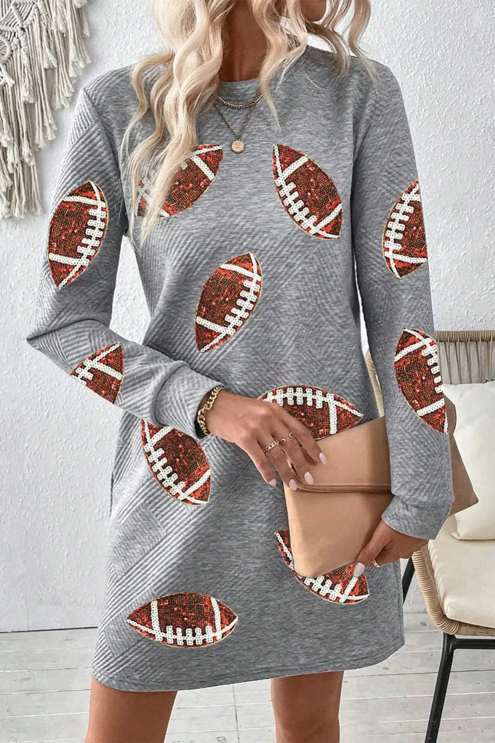 Feminine Long Sleeve Mini Dress