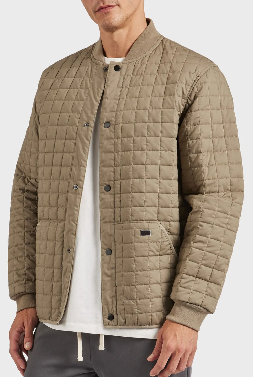 Diamond Quilted Stand Collar Casual Jacket