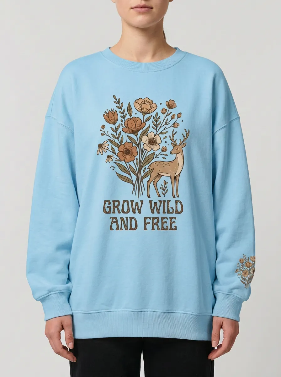 Nature Lover Deer Floral Grow Wild Sweatshirt
