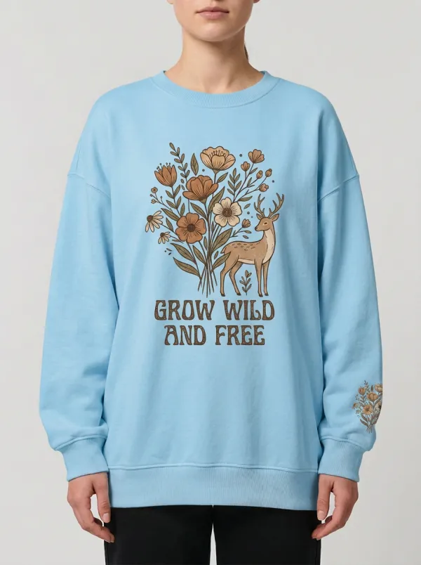 Nature Lover Deer Floral Grow Wild Sweatshirt