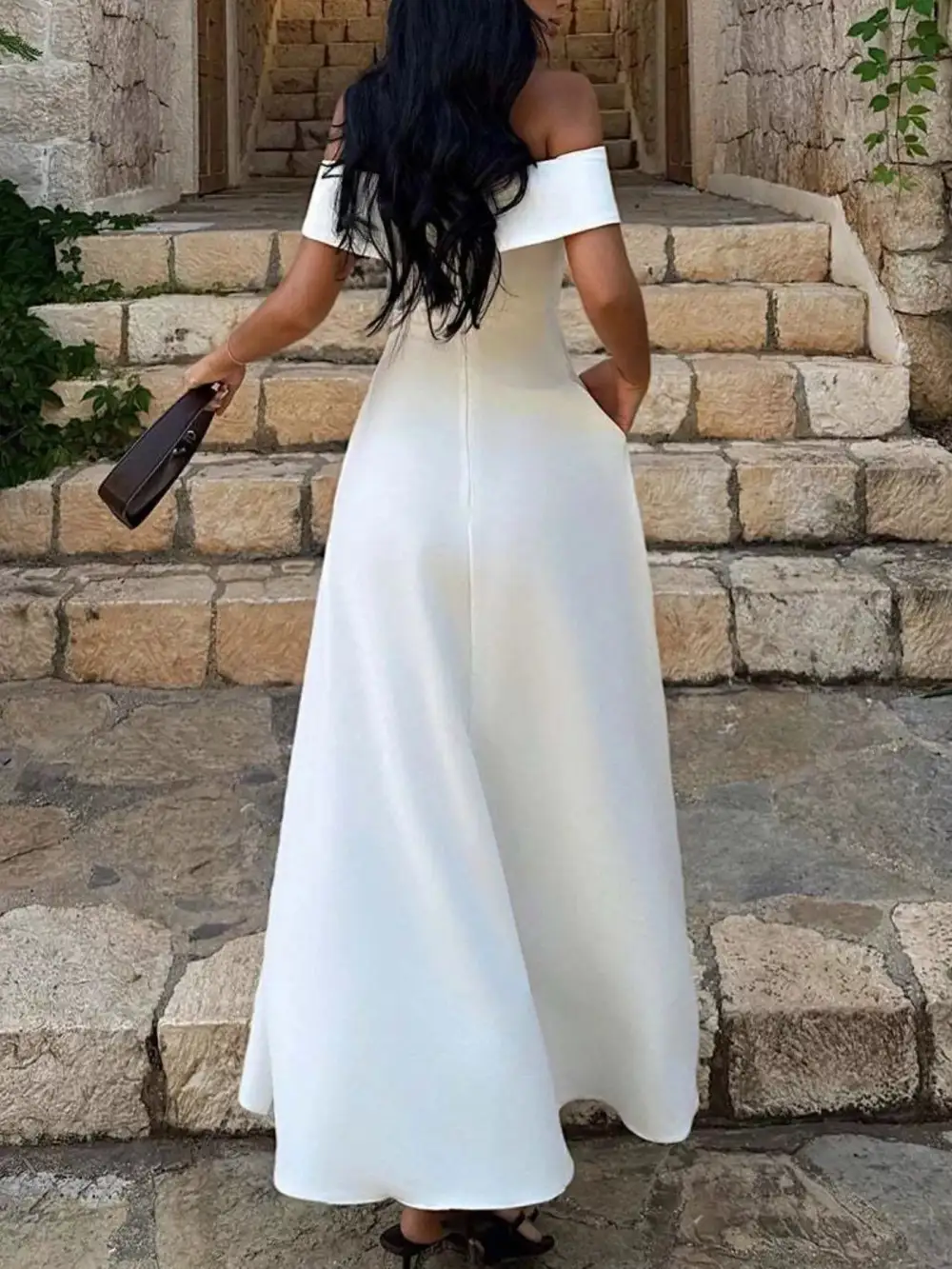 Off Shoulder A Line Maxi Dress