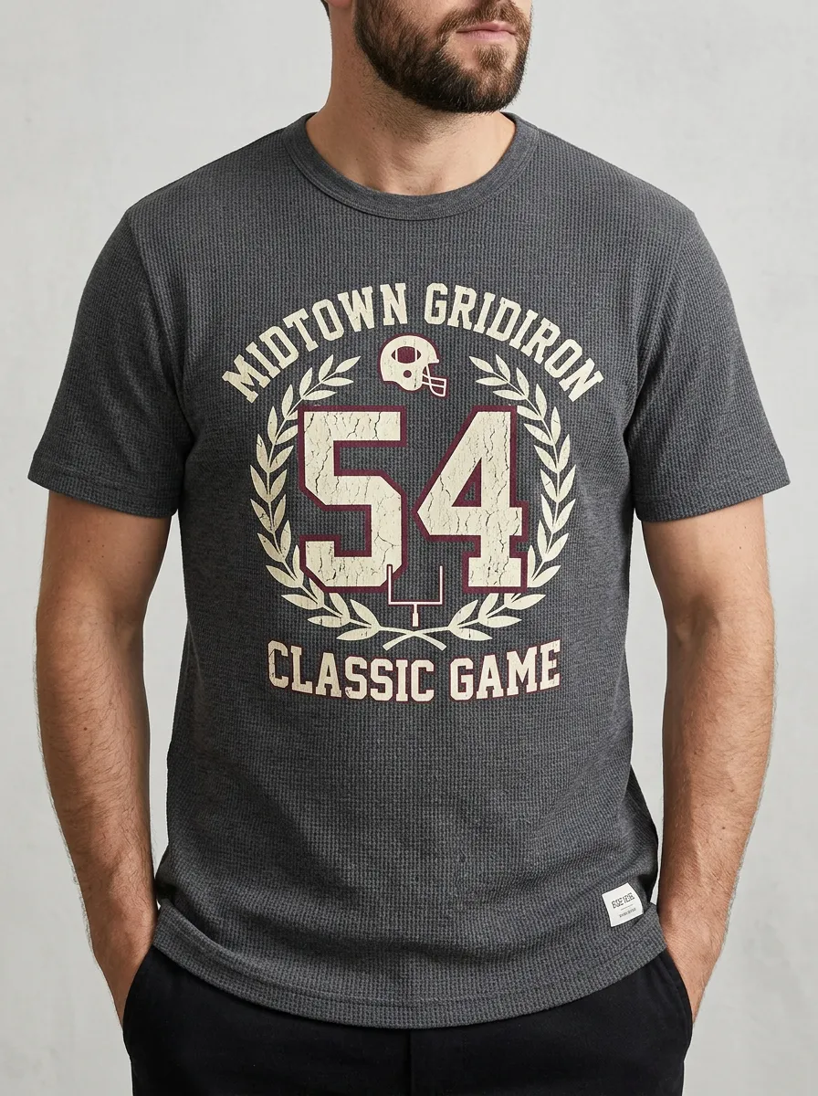Men's Traditional Football Gridiron Ball Crew Neck Graphic T-Shirt