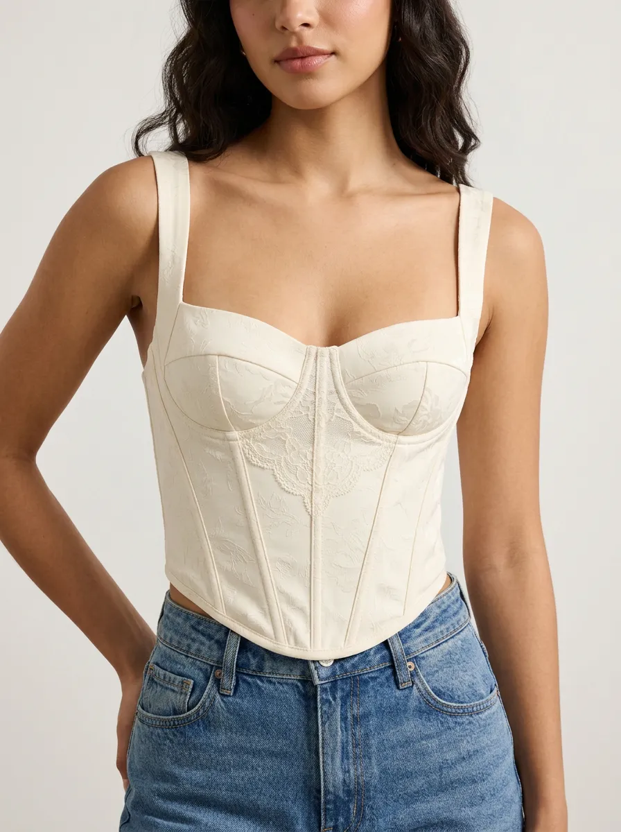 Classic Textured Women's Corset Top