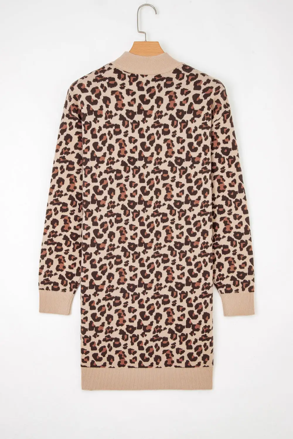 Layered Detail Animal Print High Neck Mini Dress