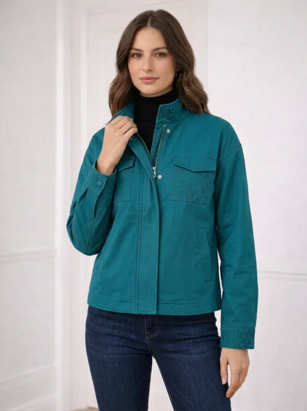 Women's Botanical Floral Embroidered Jacket