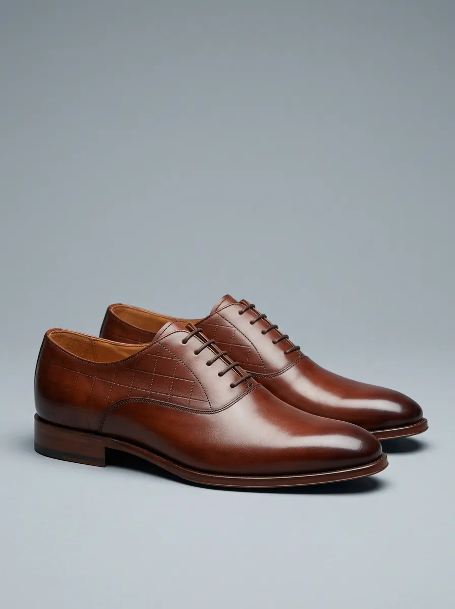 Men's Business Formal Quilted Pattern Leather Oxford Shoes