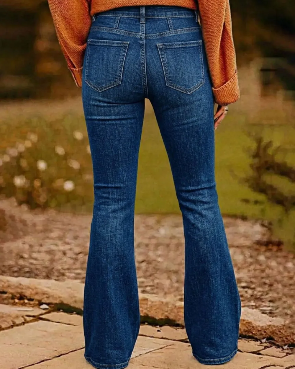 High-Waist Washed Flare Jeans