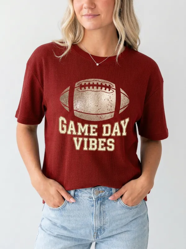 Women's Gridiron Ball Distressed Love Crewneck T-Shirt