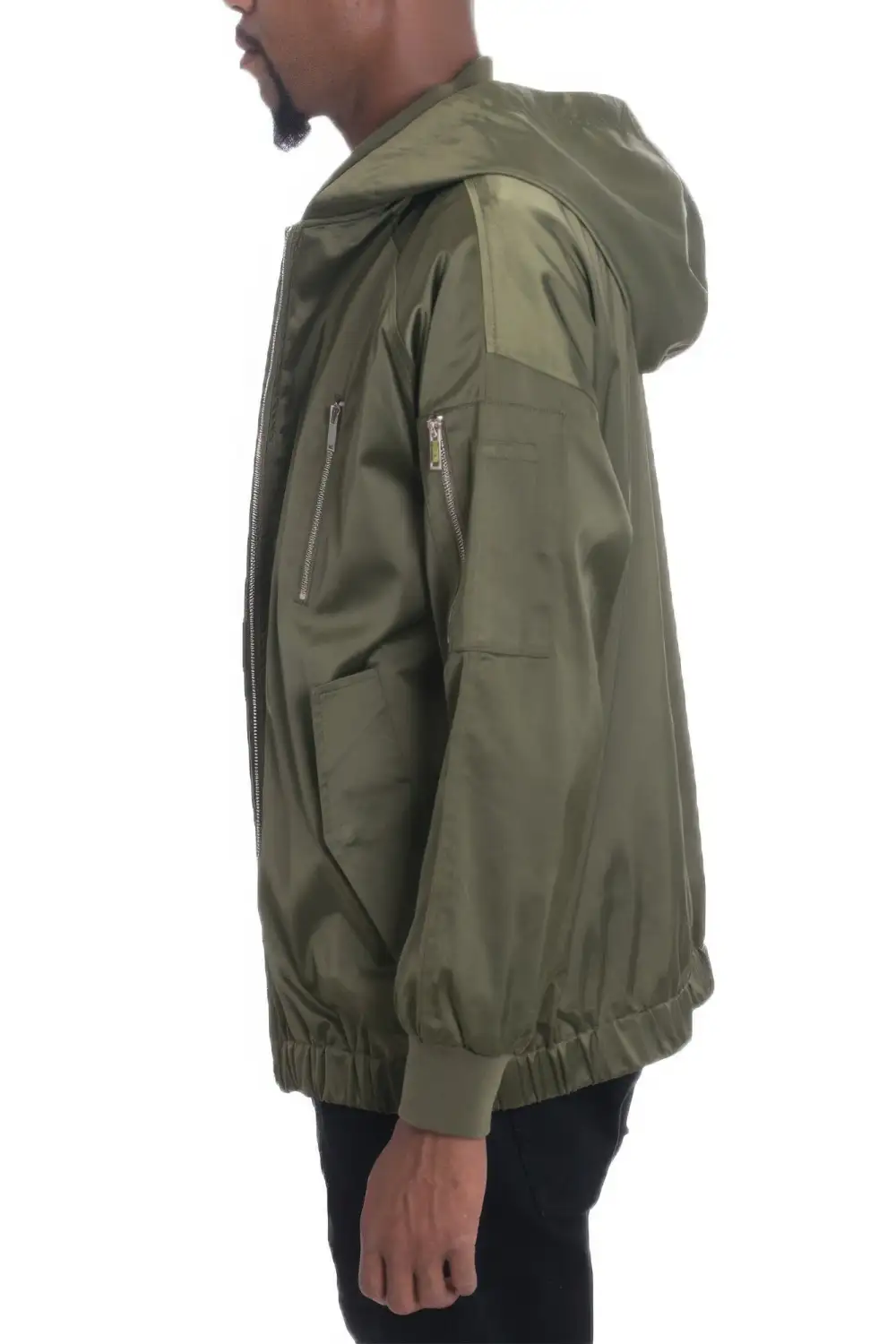 Hooded Full Zip Satin Windbreaker
