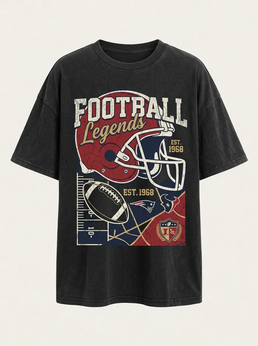Women's Football Legends Helmet Ball Printed T-shirt