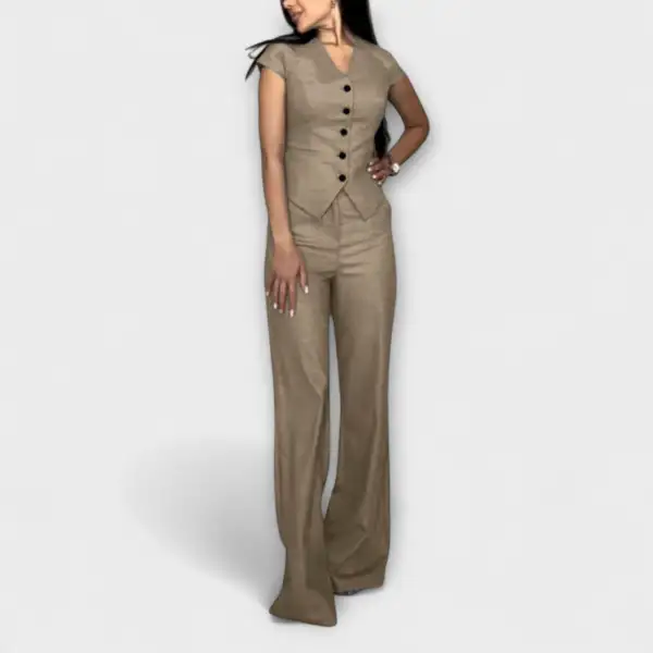 V-Neck Check Pattern Casual Dress