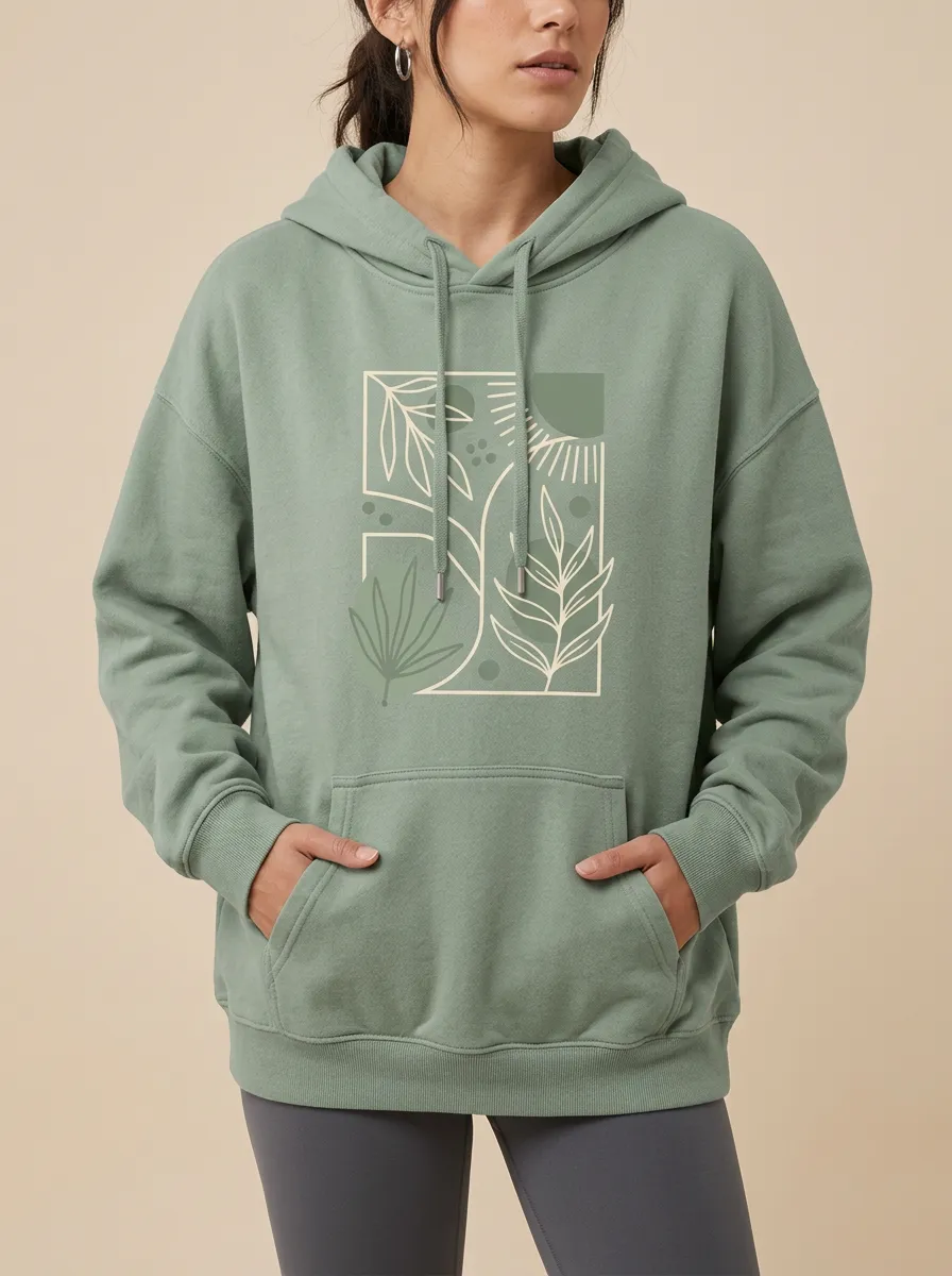 Botanical Nature Abstract Leaf Hoodie