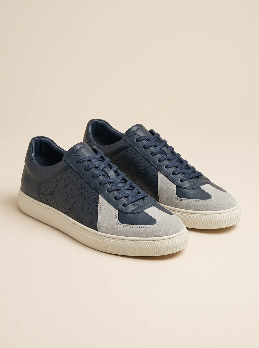 Men's Geometric Pattern Suede Printed Casual Shoes