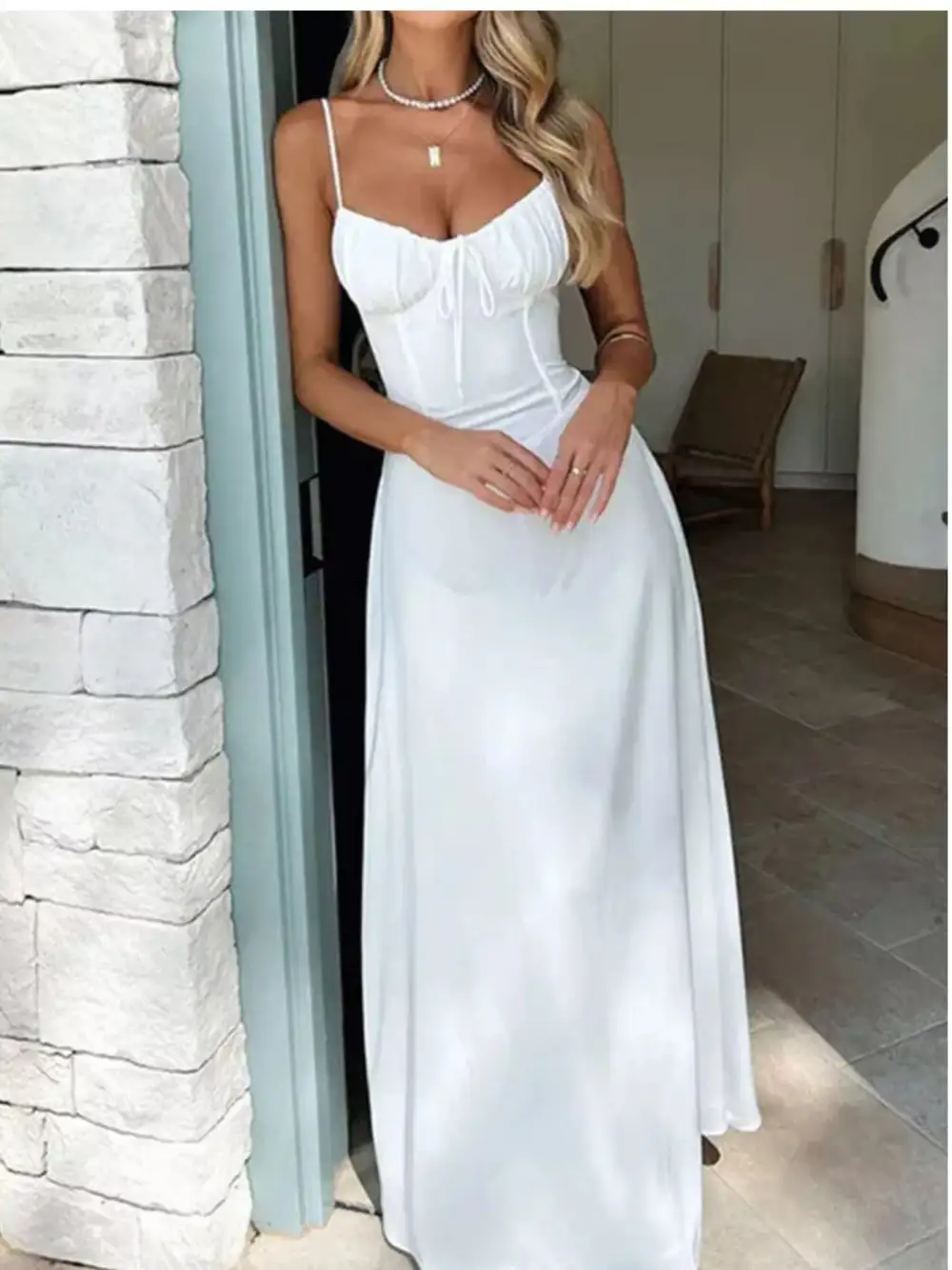 Modern Spaghetti-Strap Maxi Dress