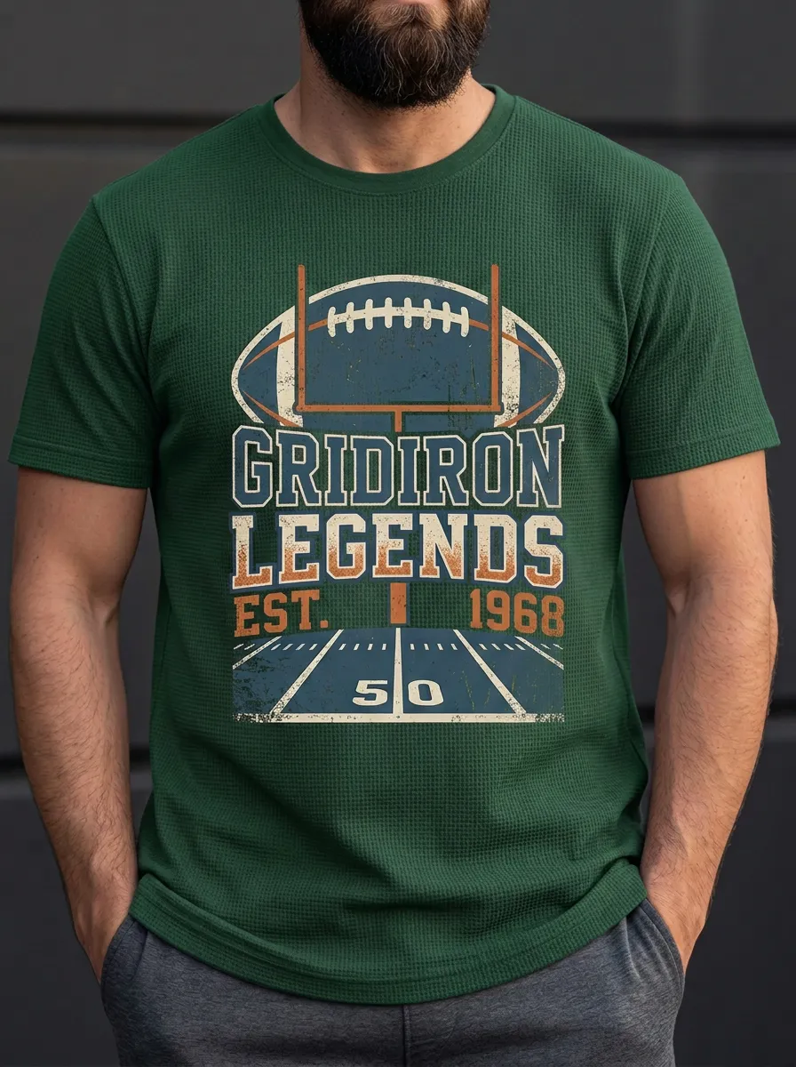Men's Casual Gridiron Helmet Graphic T-Shirt