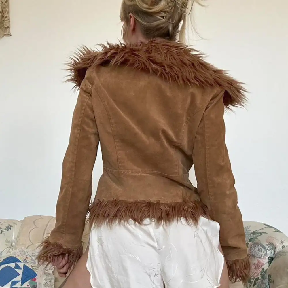 Faux Fur Hooded Zip Front Bomber Jacket