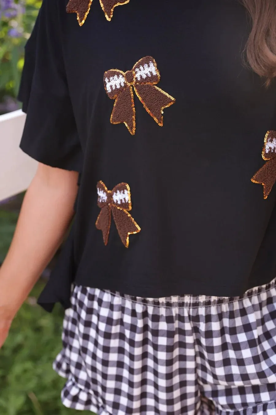 Sideline Sparkle Ruffle Casual Tee